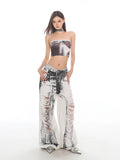 White Ripped Baggy Denim Jeans