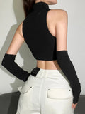 Goth Cyber Punk Crop Sleeve Top