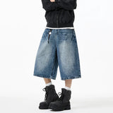 Lightning Pattern Loose Fit Casual Denim Jorts