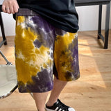 Purple Gold Tie Dye Hip Hop Loose Short