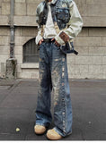 Vintage Digital Printed Distressed Jeans
