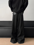 Men's Modern Patchwork Wide Leg Leather Pants