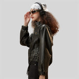 Vintage Chic Cropped Soft PU Leather Jacket