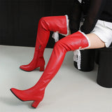 Sexy Black & Red Lace Over-The-Knee Leather Boot
