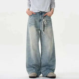 Solid Color Distressed Loose Wide Jeans