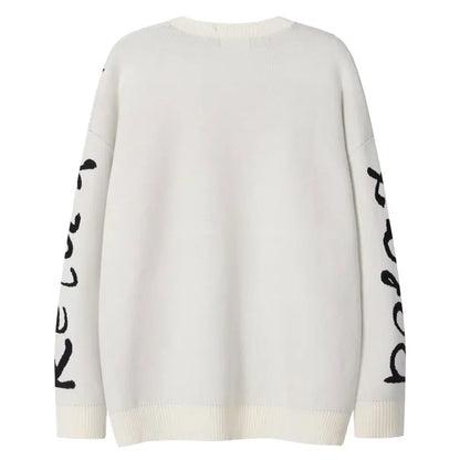 Cozy Oversized Japanese Cartoon Knit Sweater