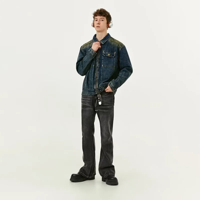 Streetwear American Style Old Washed Denim Jacket