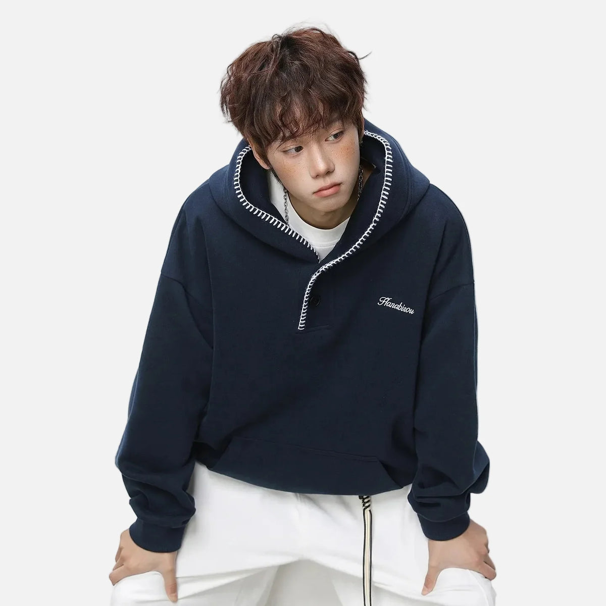 Streetwear Hip Hop Heavyweight Half Breasted Hoodie