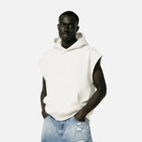 Heavyweight Casual Rolled Edge Sleeveles Hoodie