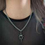 Hollow Thorn Heart Pendant Charm Necklace