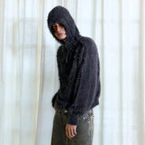 Retro Cozy Knitted Half Zipper Hoodie