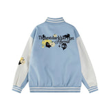Cartoon Embroidery Single Breasted Baseball Varcity Jacket