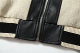 Streetwear High Street Patchwork Leather Varsity Jacket