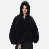 Soft Fleece Black Puffer Hooded Jacket