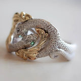 Green Stone Flower Charm Silver Ring