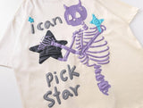 "I Can Pick Star" Devil Horn Skull T-shirt