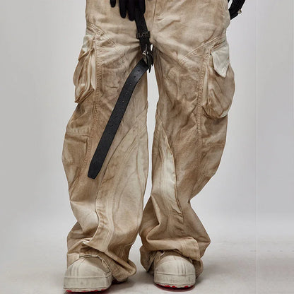 Irregular Patchwork Tailored Color-Washed Scimitar Jeans