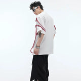 Men Streetwear Color Contrast Splicing Design T-Shirt