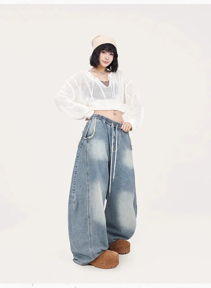 Blue Jazz Frayed Denim Long Jeans