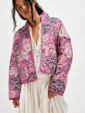 Purple Floral Boho Chic Padded Jacket