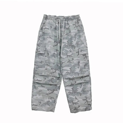Cold Gray Camouflage Parachute Pants