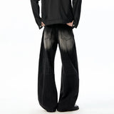 Durable Contrast Color Curved Knife Wide-Leg Jeans