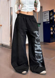 American Style Letter Print Wide Fit Sweatpants