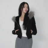Cozy Patchwork Furry Zipper Hooded Sweatshirt