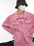 Pink Chic Oversized Denim Jacket And Baggy Jeans