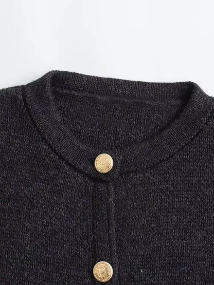 Golden Buttons Knitted Cardigan Sweater