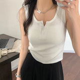 Solid Ribbed Knit Crop Top
