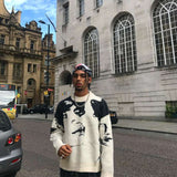 Y2K Retro Jacquard Portrait Sweater
