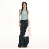 Vintage Star Embroidered Wide-Leg Pants