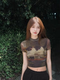 Y2K Sexy Cartoon Cat Printed T-Shirt