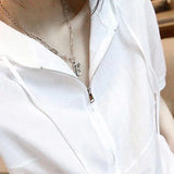 Stylish White Zipper Short Sleeve Summer T-Shirt
