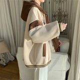 Y2K Stylish Patchwork Hooded Varsity Jacket