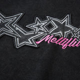 Effortless Streetwear Star Graphic Black Washed Hoodie