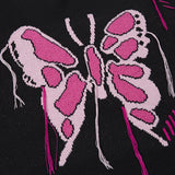 Women Sweet Vibrant Butterfly Graphic Knit Sweater
