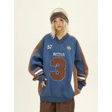 Color Blocked Loose Long Sleeve Sweatshirt