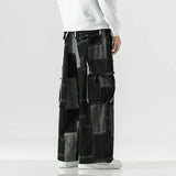 Streetwear Japanese Style Distressed Wide Leg Cargo Jeans