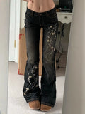 Floral Embroidered Flared Jeans