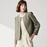 Woman Elegant Korean Tweed Crop Cardigan