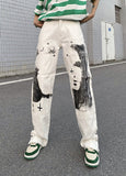 Y2K White Straight Punk Pants
