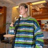 Retro Gradient Embroidery Round Neck Knit Sweater