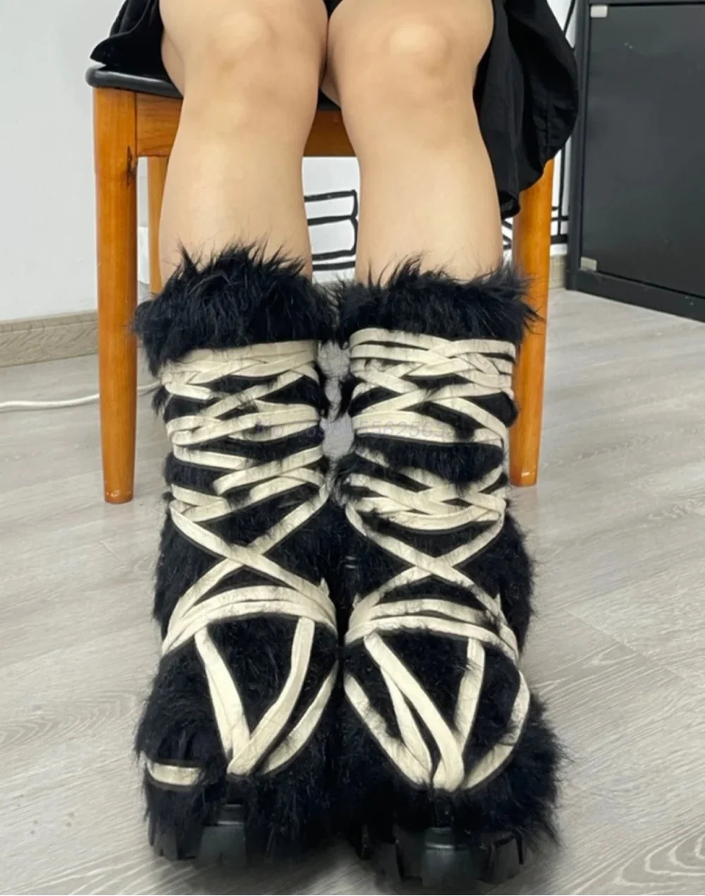 Black Winter Platform Fur Boot