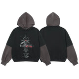 Graphic Streetwear Fake Two Piece Letter Print Hoodie