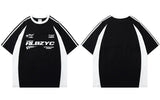 Y2K Graphic Patchwork Racing Cotton T-Shirt