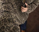 Winter Thick Leopard Print Velvet Faux Fur Jacket