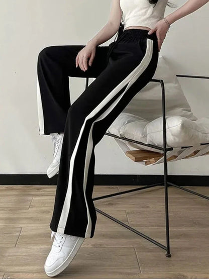 Striped Panelled Loose Pants