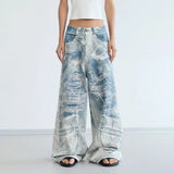 Men Retro Gradient Straight Denim Jeans